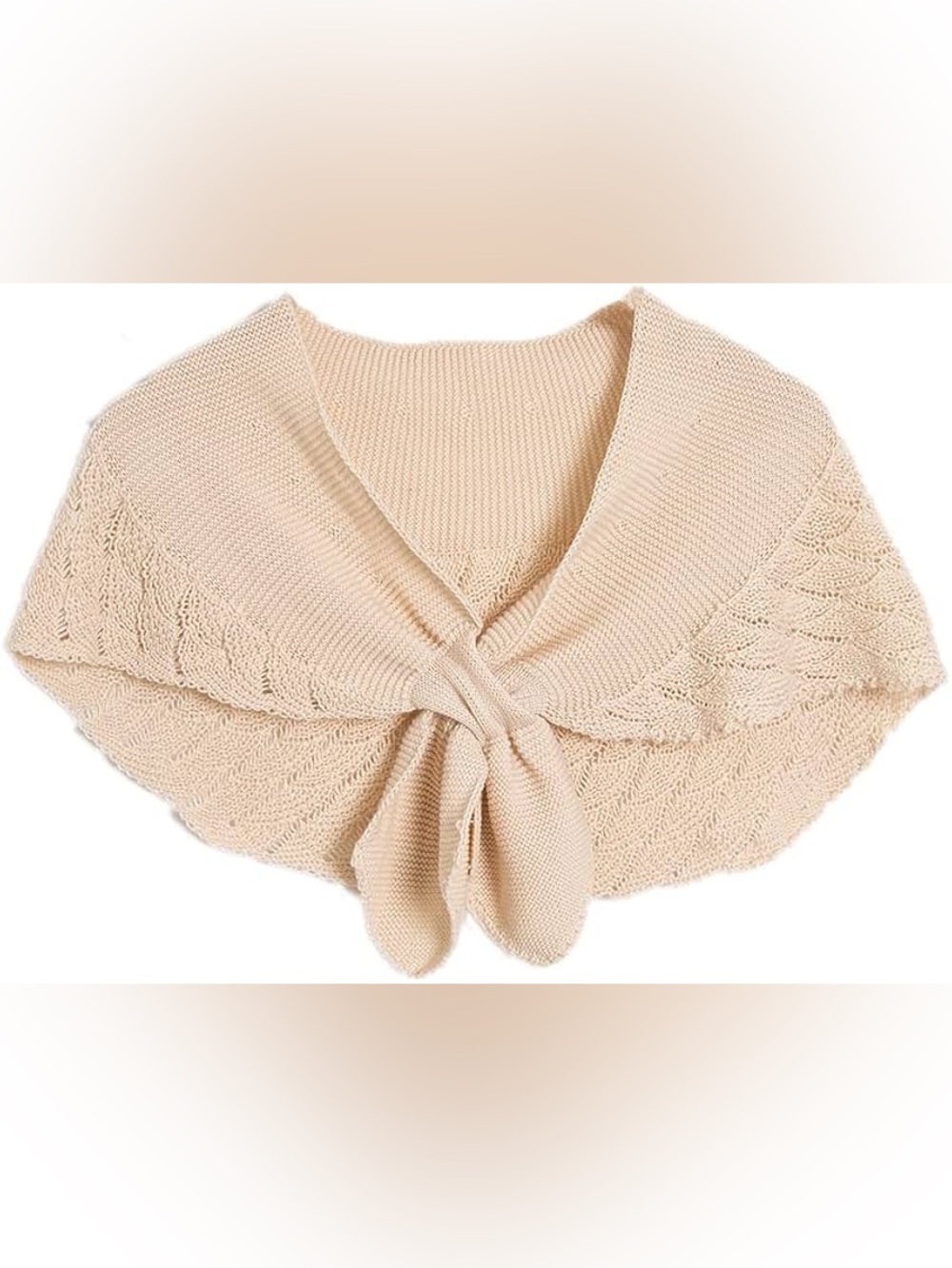 $2 Beige Knit Shawl Collar Women's Sweater Cape $2 WITH ANY $10 Order or more